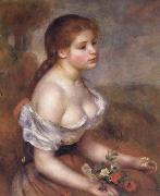 Pierre Renoir Young Girl with Daisies oil on canvas
